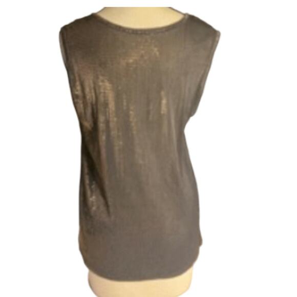 Black Metallic Mesh Tank Top Y2K Clubwear Sparkle Sleeveless M - Picture 6 of 6